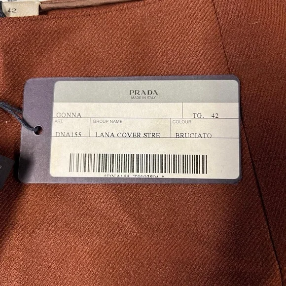 NWT Prada Brown Midi A-line Skirt Pleated Wool New Classic Designer Italy - Picture 8 of 8